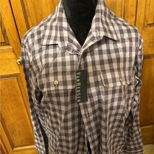 Van Heusen Checkered Long Sleeve Shirt - Gray and White